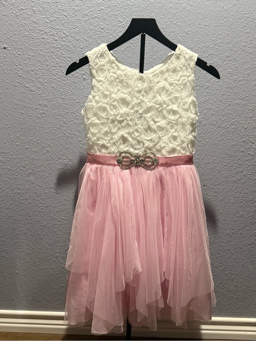 Emily Rose White Floral Bodice Pink Tulle Party Dress